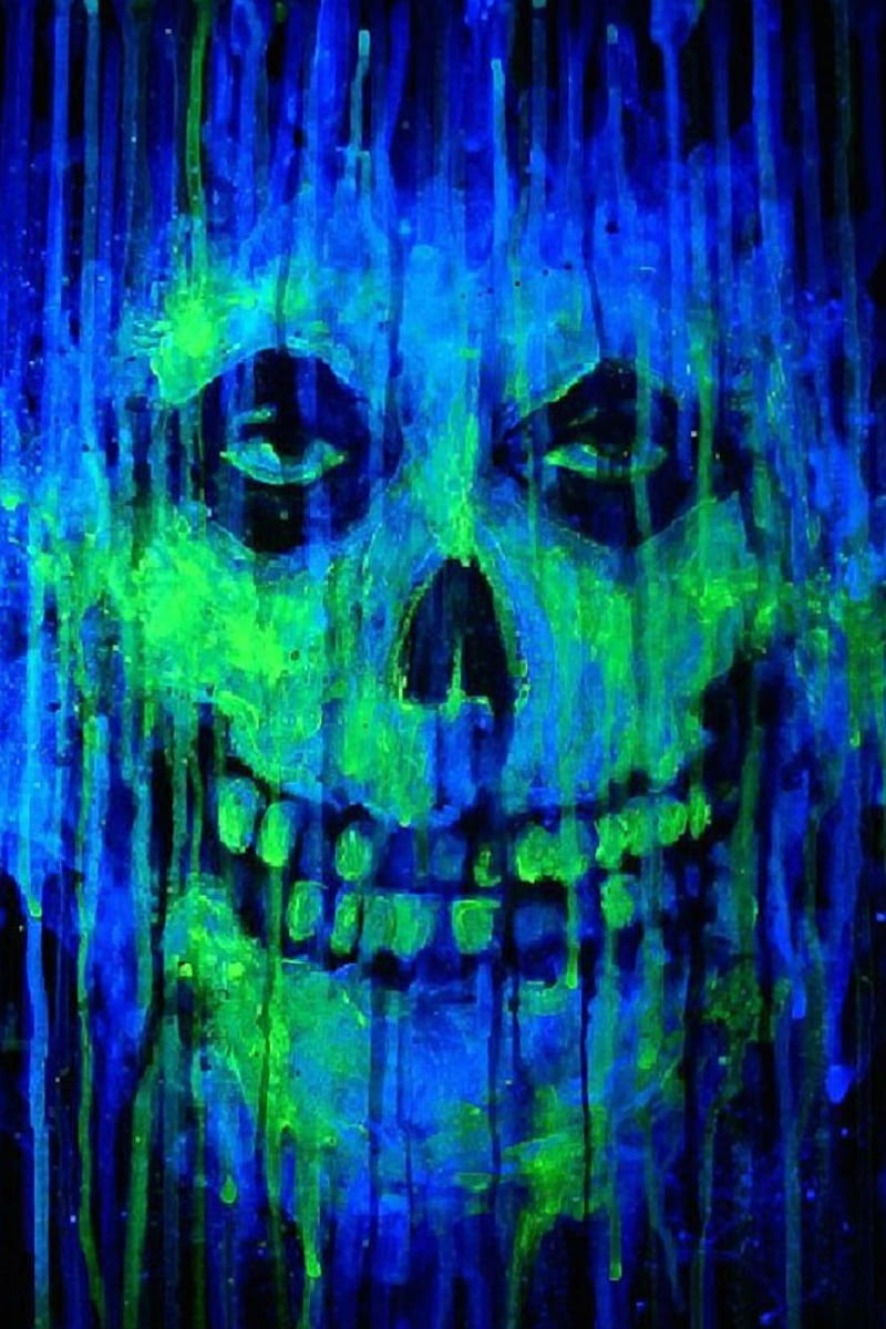 The Misfits, band, blue, garage, green, music, omg, punk, rock, skull, HD phone wallpaper