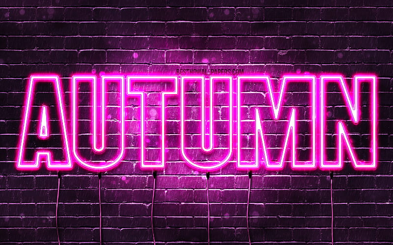 Autumn with names, female names, Autumn name, purple neon lights, horizontal text, with Autumn name, HD wallpaper