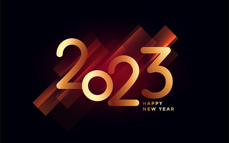 Happy New Year!, card, black, 2023, red, new year, HD wallpaper