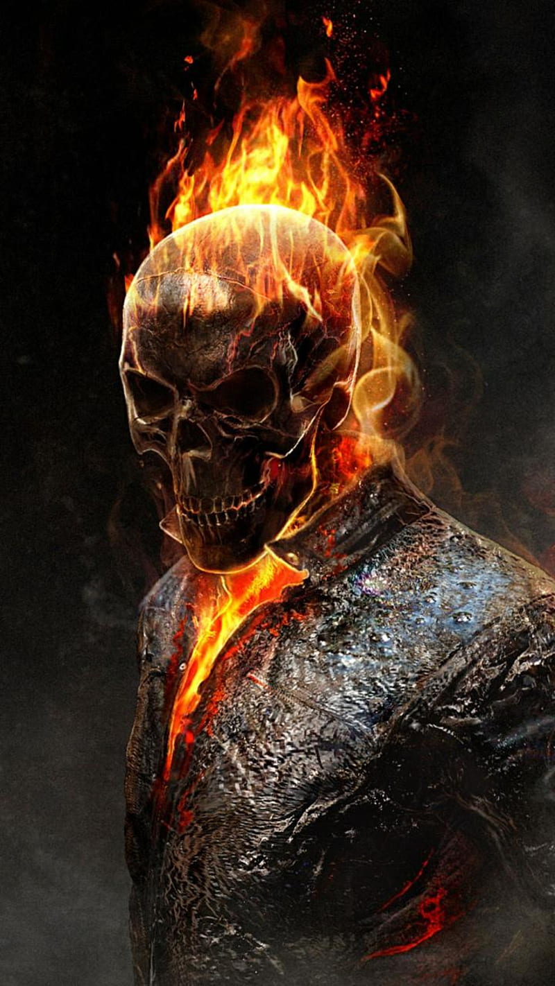 animated skull on fire