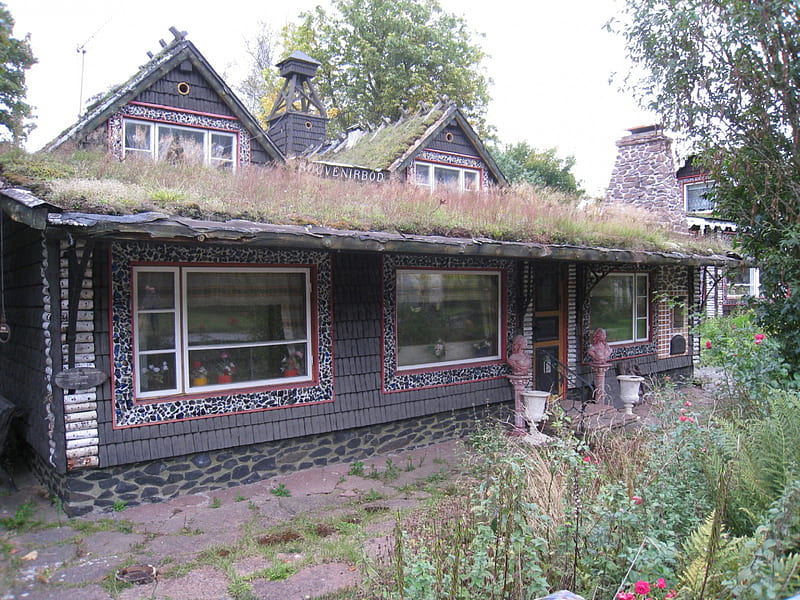 Souvenir Shop, shop, garden, house, grass-roof, HD wallpaper