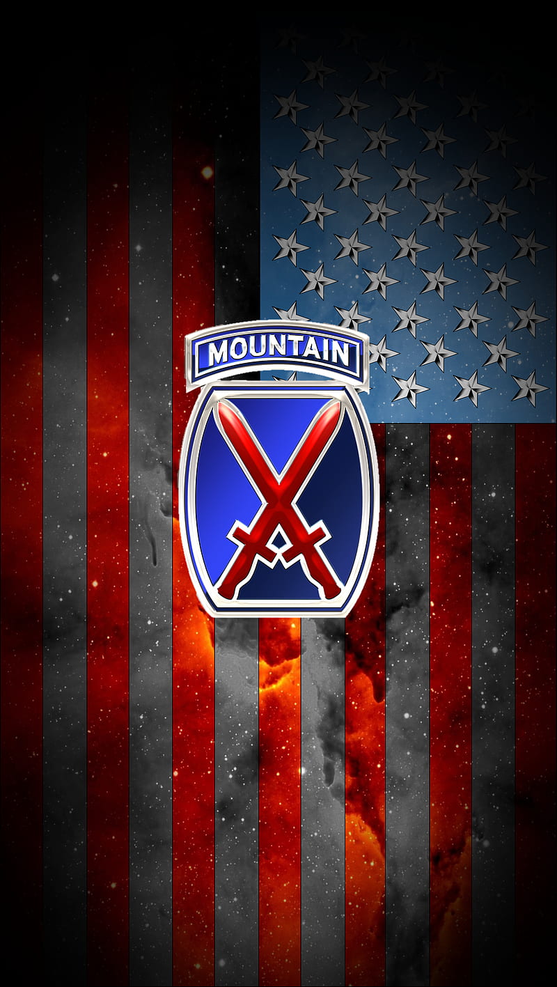 10th Mountain, 10th mountain division, army, blue, flag, red, united states of america, usa, white, HD phone wallpaper