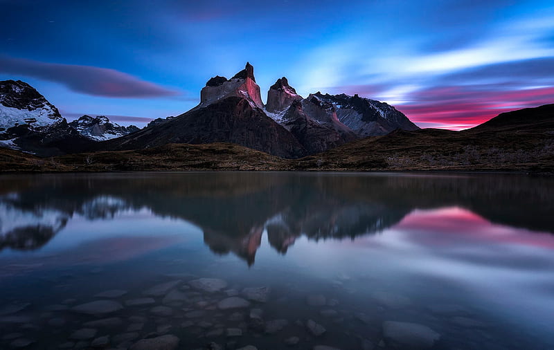 Mountains, Torres del Paine, Lake , Reflection , Chile , Patagonia, HD wallpaper
