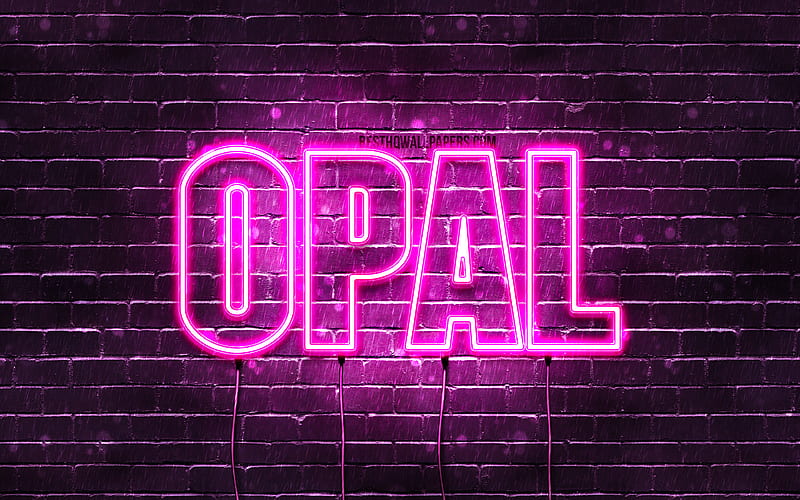 Opal with names, female names, Opal name, purple neon lights, Happy Birtay Opal, with Opal name, HD wallpaper