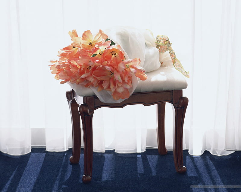Wedding Flowers, decoration, chear, bonito, orange tulips, wedding bouquet, HD wallpaper