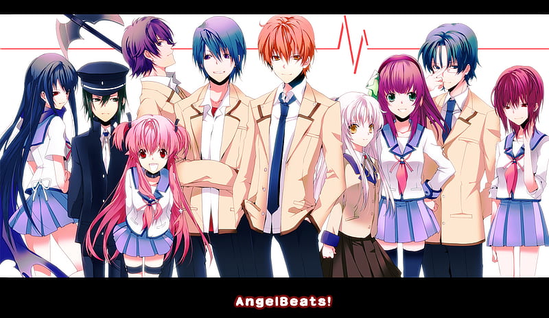 Assembly of Beats!, hair, redhair, anime, angel, guys, girls, beats, pink, HD wallpaper