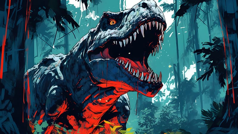 T-Rex, dinosaur, trex, art, t rex, fantasy, HD wallpaper