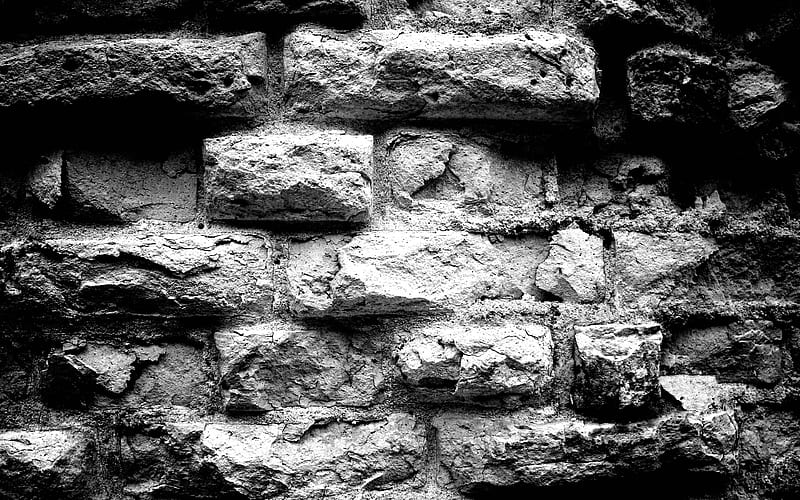 black brickwall, close-up black bricks, bricks textures, brick wall, bricks, wall, black stone background, macro, identical bricks, bricks background, HD wallpaper