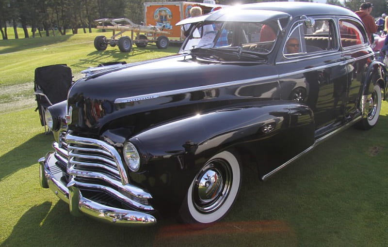 1941 Chevrolet Fleet master, nickel, graphy, headlights, Chevrolet, black, white, HD wallpaper