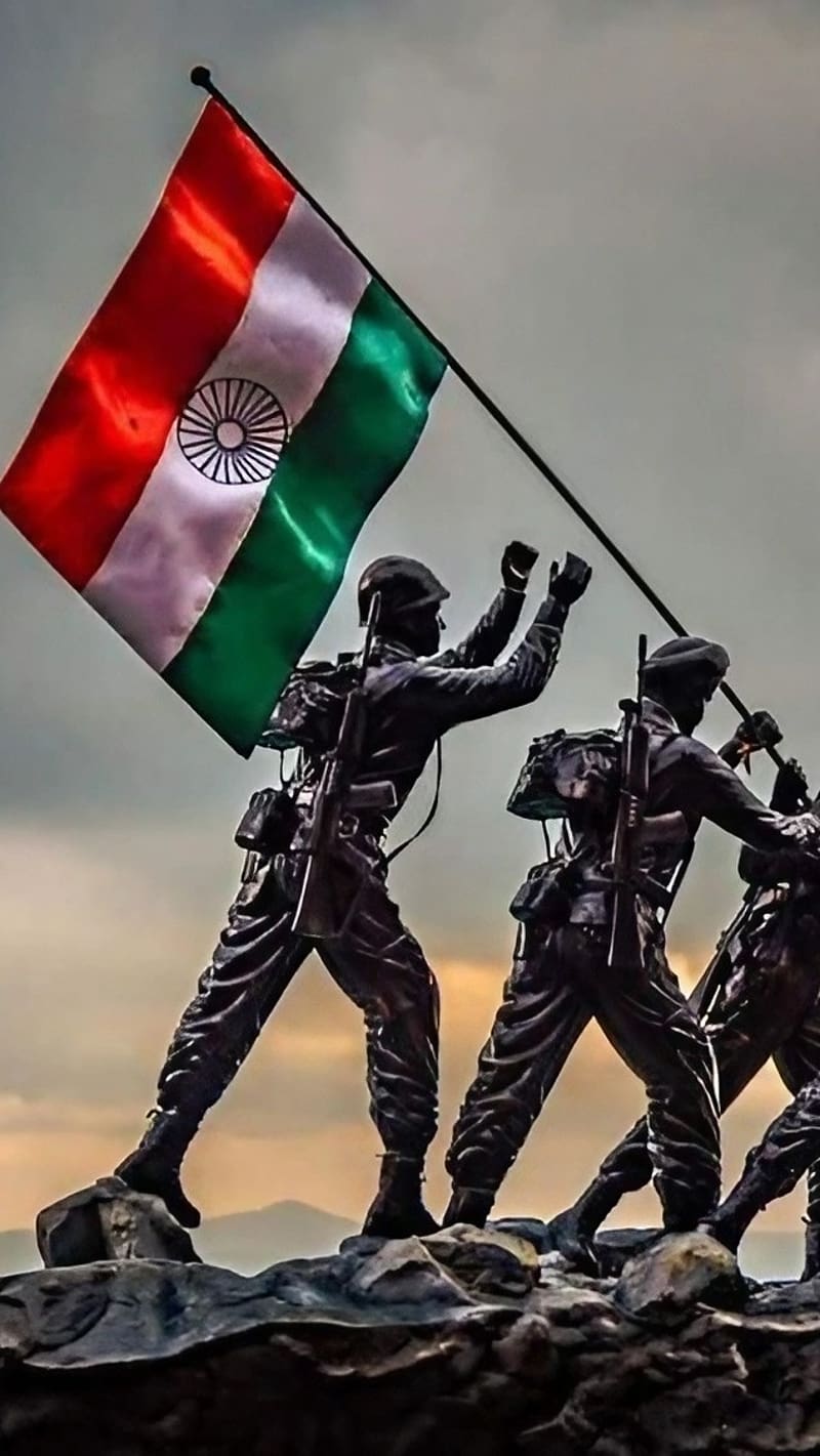 Indian Army Ke, Black Statue, indian flag, military, HD phone wallpaper