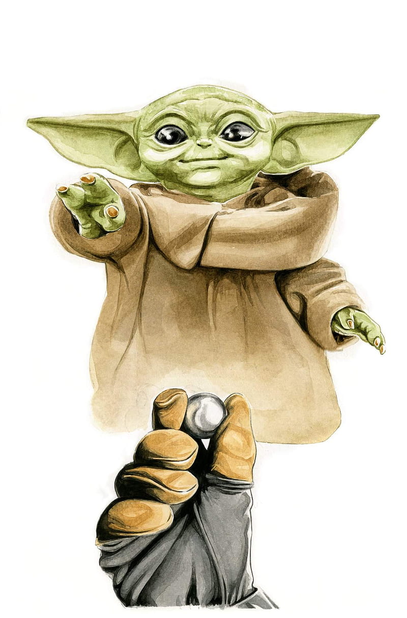 Download Baby Yoda Christmas Drawing Wallpaper