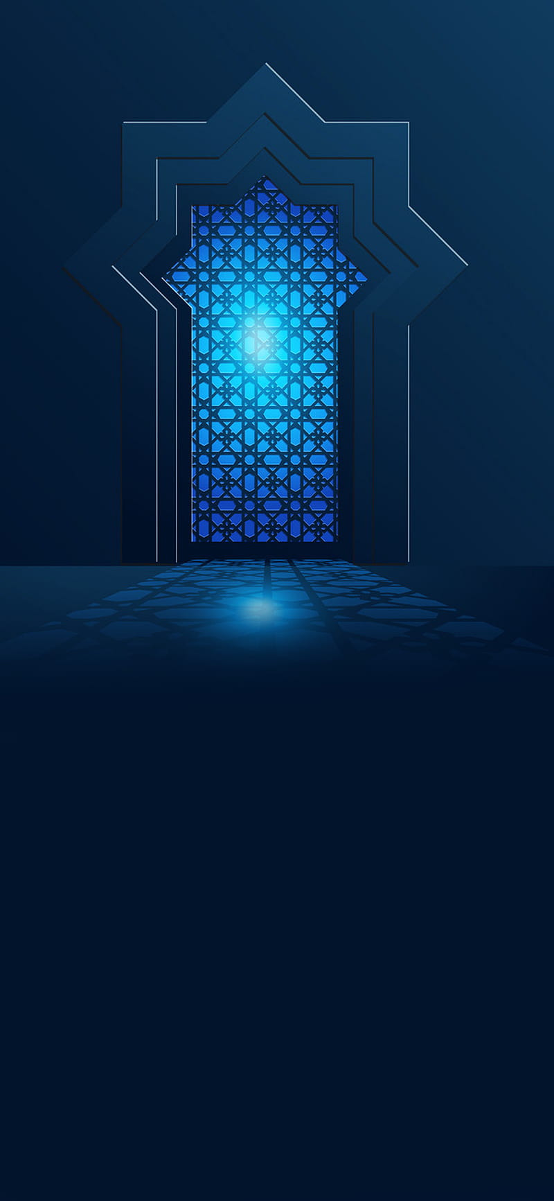 Islamic Door, allah, blue, dark, door, holy, islam, islamic, light, ramdan, HD phone wallpaper
