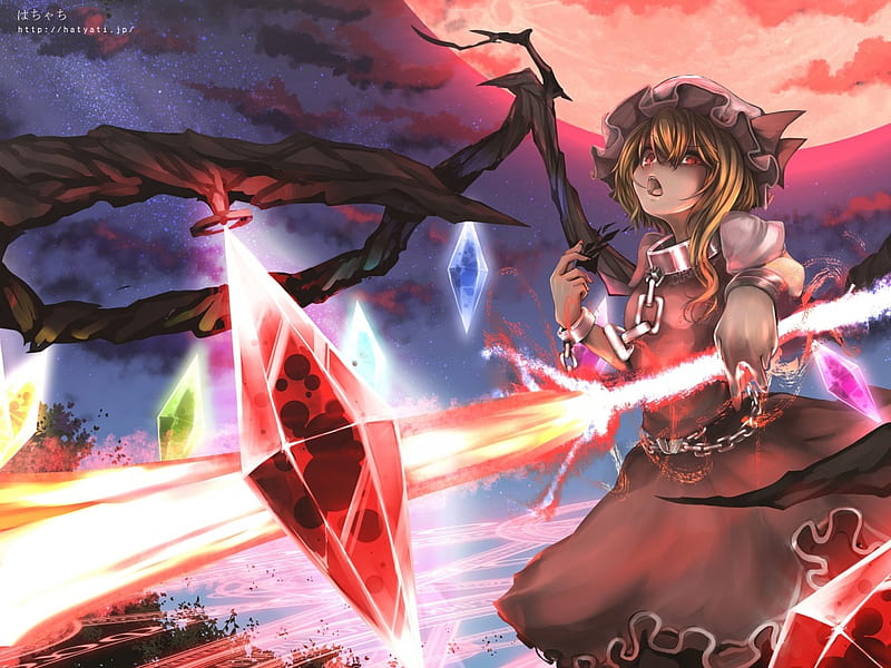 Red Moon, colors, moon, girl, anime, HD wallpaper Red Moon, colors, moon, girl, anime, HD wallpaper