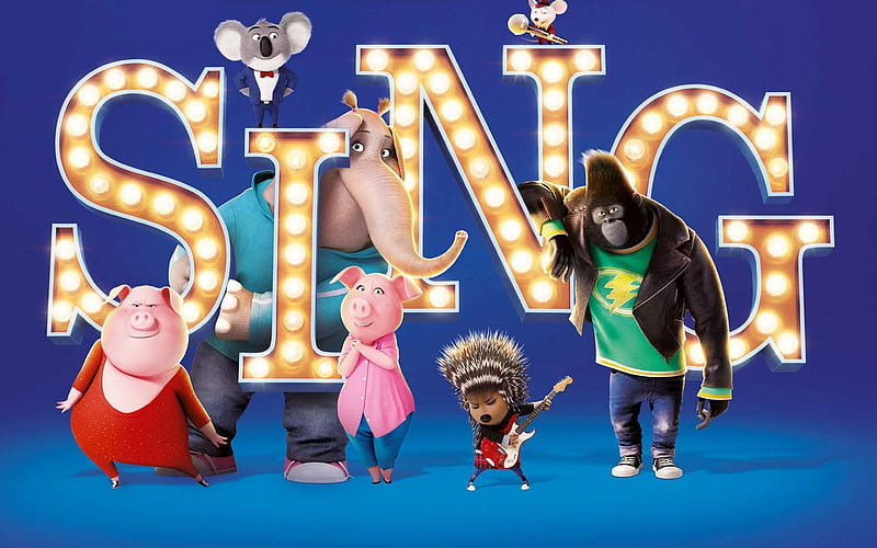 Sing, 2016 movie, poster, characters, 3D-animation, HD wallpaper