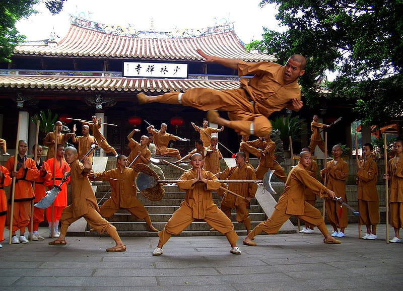 Shaolin monks, shaolin, kungfu, monks, china, HD wallpaper