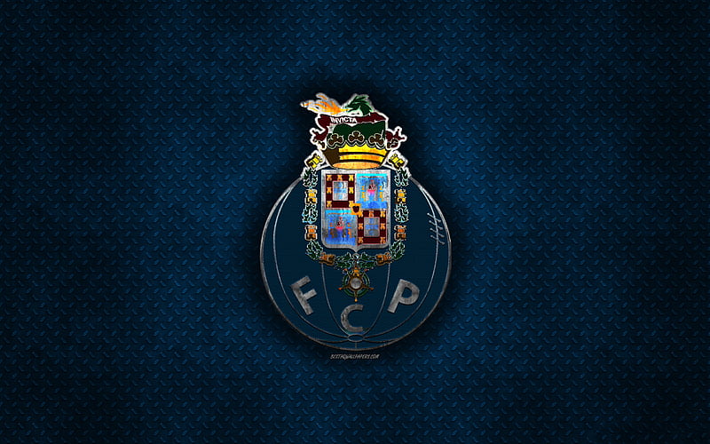 FC Porto, Portuguese football club, blue metal texture, metal logo, emblem, Porto, Portugal, Primeira Liga, Liga NOS, creative art, football, HD wallpaper