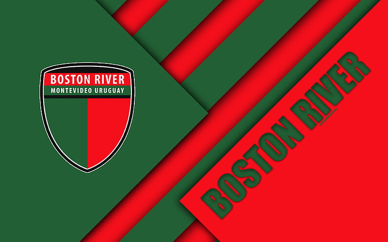 Boston River FC Uruguayan football club, logo, material design, red green abstraction, emblem, Uruguayan Primera Division, Montevideo, Uruguay, football, HD wallpaper