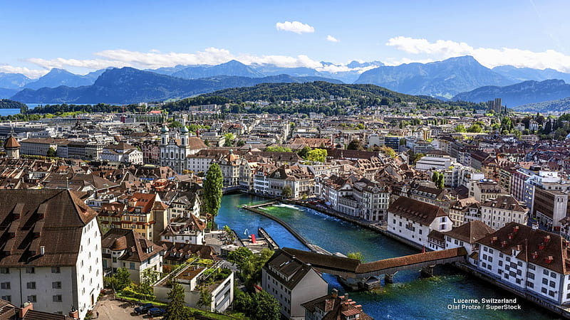 Lucerne, Switzerland, architecture, oceans, cityscape, bridges, buildings, HD wallpaper