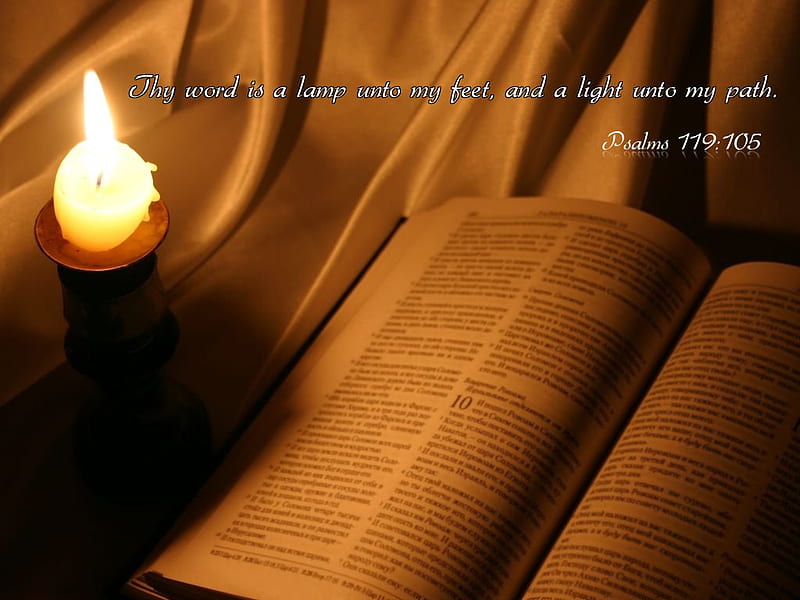 Reading The Bible, candle, bible, reading, light, HD wallpaper