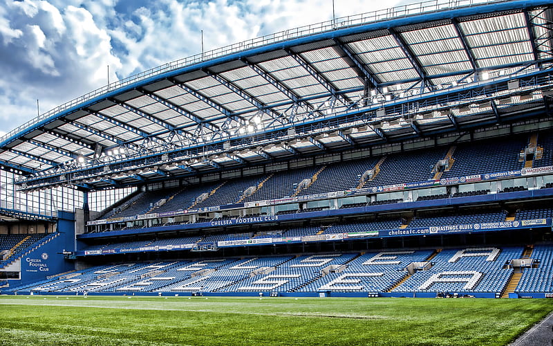 Stamford Bridge, empty stadium, soccer, R, Chelsea Stadium, football stadium, Chelsea FC, London, english stadiums, Chelsea Arena, HD wallpaper