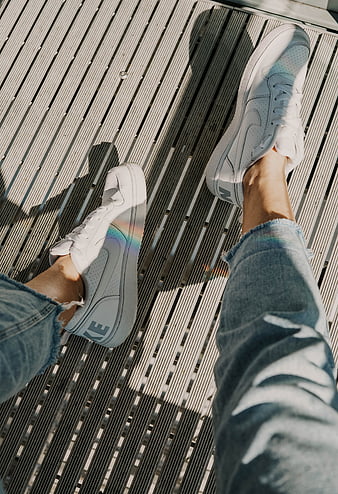 sneakers, legs, rainbow, shoes, white, HD phone wallpaper