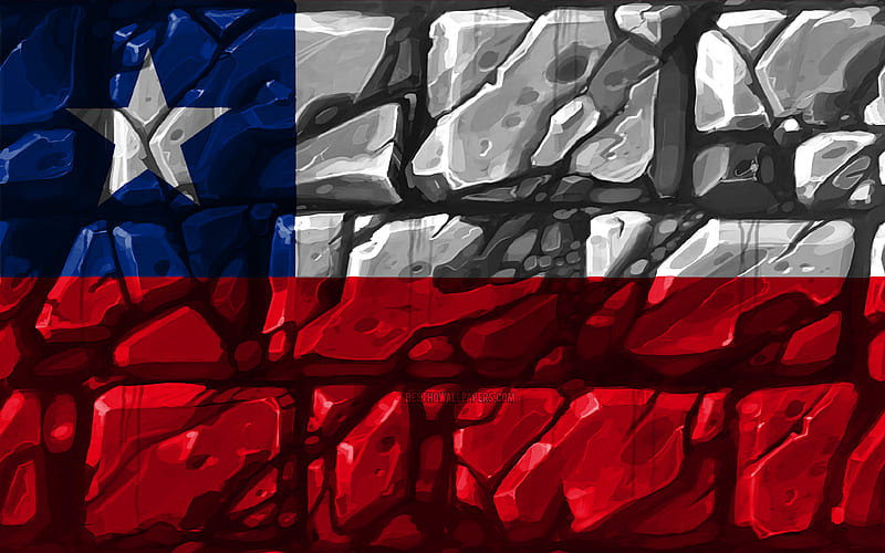 Chilean flag, brickwall South American countries, national symbols, Flag of Chile, creative, Chile, South America, Chile 3D flag, HD wallpaper