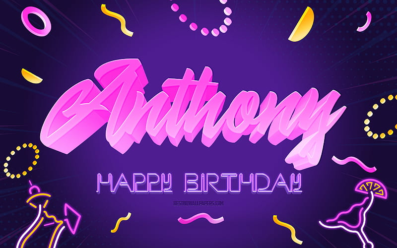 Happy Birtay Anthony Purple Party Background, Anthony, creative art, Happy Anthony birtay, Anthony name, Anthony Birtay, Birtay Party Background, HD wallpaper