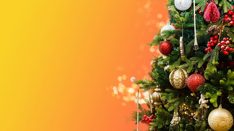 Merry Christmas, bulbs, desoration, xmas, tree, HD wallpaper