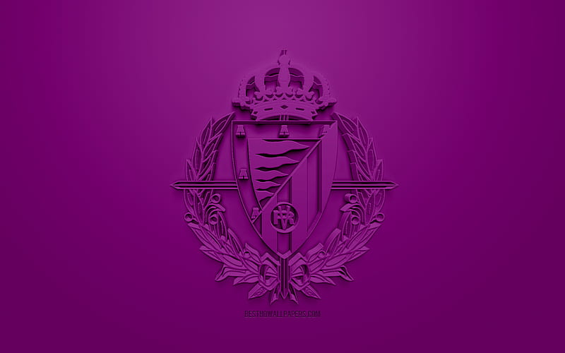 Real Valladolid, creative 3D logo, purple background, 3d emblem, Spanish football club, La Liga, Valladolid, Spain, 3d art, football, stylish 3d logo, HD wallpaper