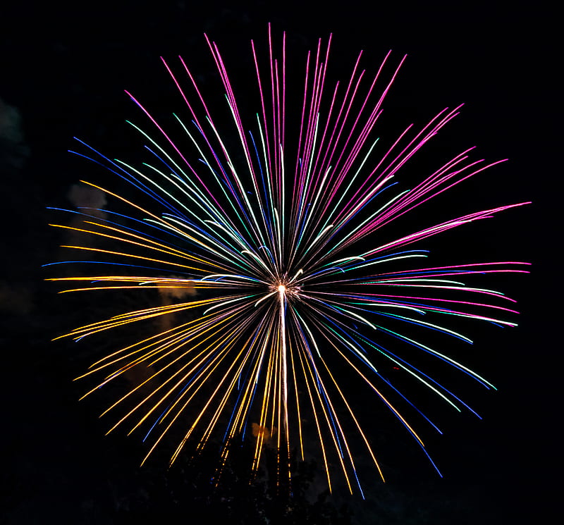 pink and yellow firework, HD wallpaper