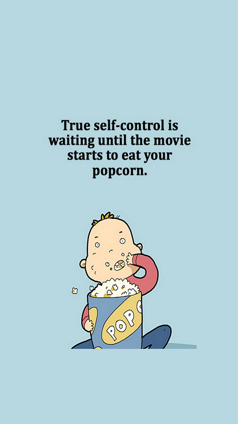 Self Control, eat, movie, popcorn, true, HD phone wallpaper