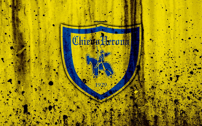 FC Chievo logo, Serie A, stone texture, Chievo, grunge, soccer, football club, Chievo FC, HD wallpaper