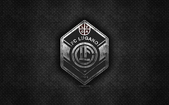 FC Lugano, Swiss football club, Swiss Super League, silver logo, gray  carbon fiber background, HD wallpaper