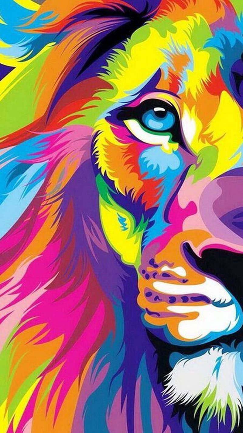 Colorful Lion Animal' Poster by nogar007 | Displate in 2023 | Colorful lion,  Animal wallpaper, Lion live wallpaper
