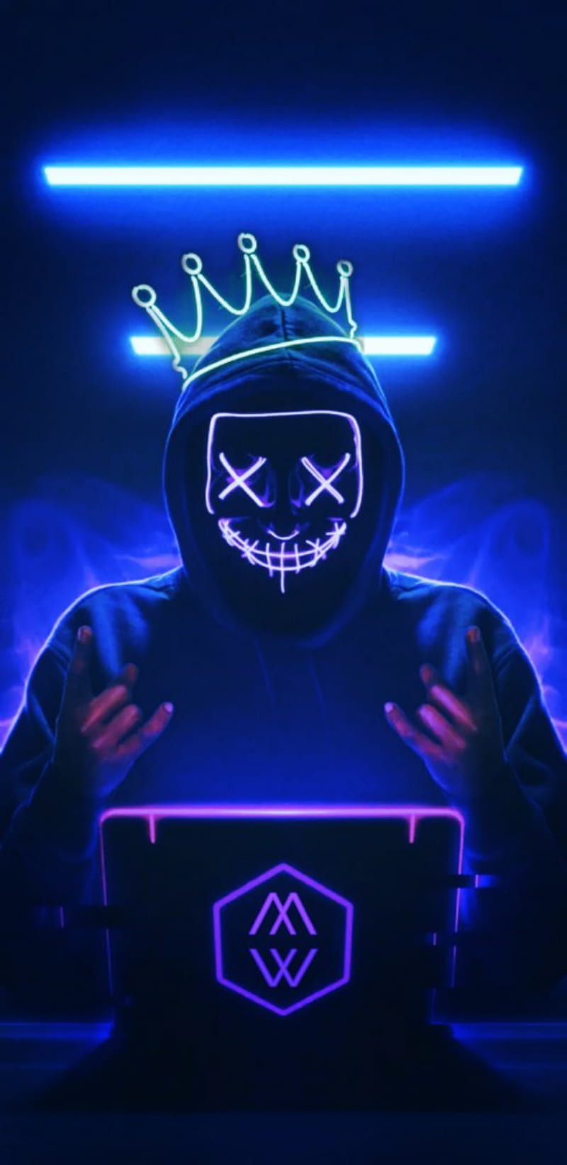 MW neon anime hacker, black, logo, power, signs, star, tech, zodiac, HD phone wallpaper
