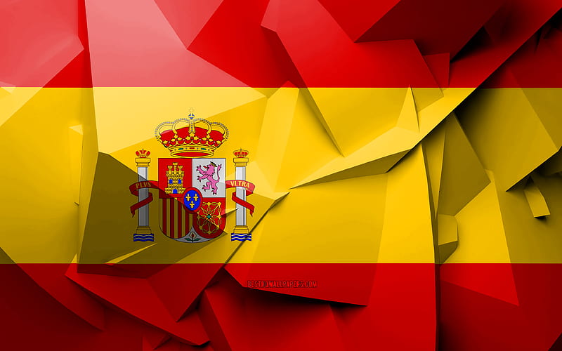 Flag of Spain, geometric art, European countries, Spanish flag, creative, Spain, Europe, Spain 3D flag, national symbols, HD wallpaper