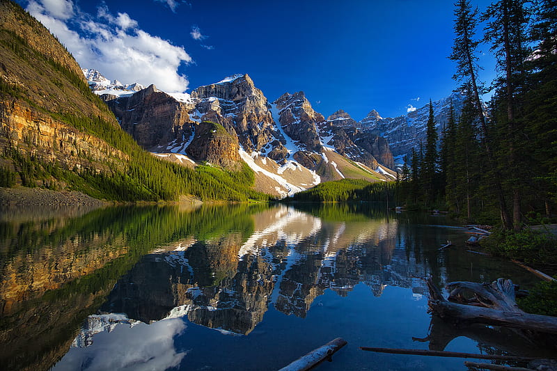 National Park, Banff National Park, Alberta, Canada, Lake, Moraine Lake, Mountain, Reflection, HD wallpaper