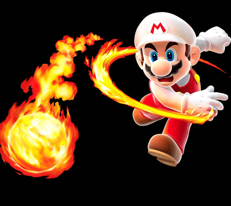 Mario Bros, ball, fire, game, mario, power, red, HD wallpaper