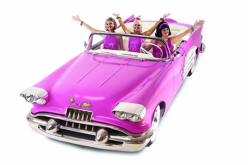 Pinked, models, classic, pink, car, HD wallpaper