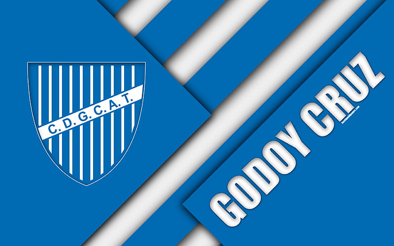 Godoy Cruz Antonio Tomba, Argentina, white blue abstraction, Argentine football club material design, football, Argentine Superleague, First Division, HD wallpaper