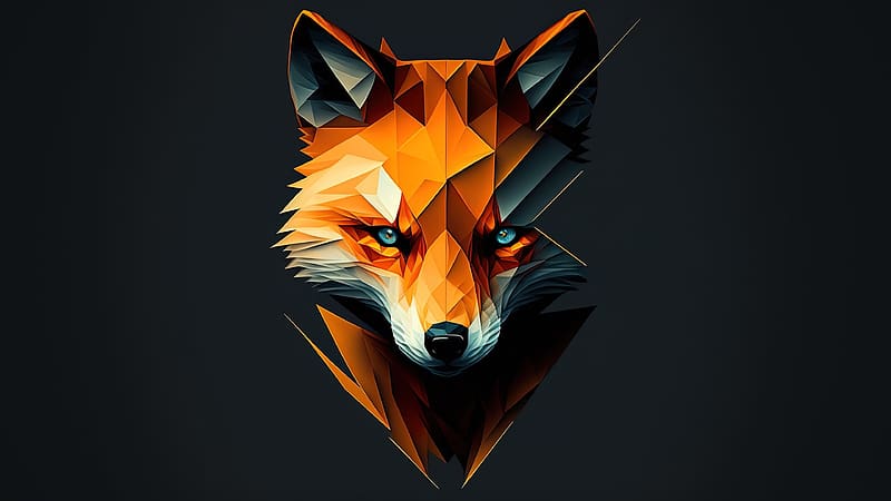 Minimal, fox muzzle, digital art, HD wallpaper