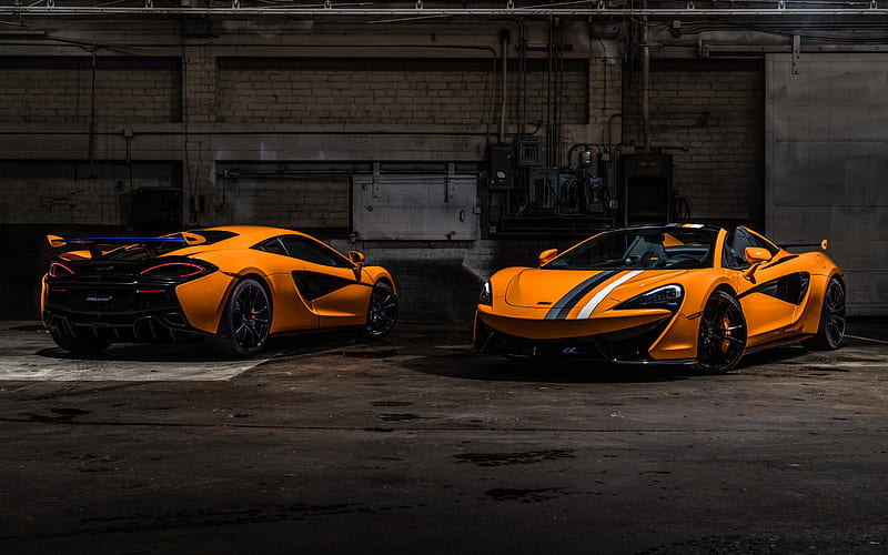 McLaren MSO 570S Spider, Papaya Spark, 2018, orange supercars, garage, exterior, tuning 570S, British sports cars, McLaren, HD wallpaper