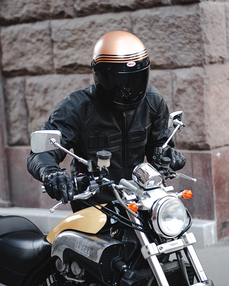 motorcycle, motorcyclist, biker, helmet, bike, HD phone wallpaper