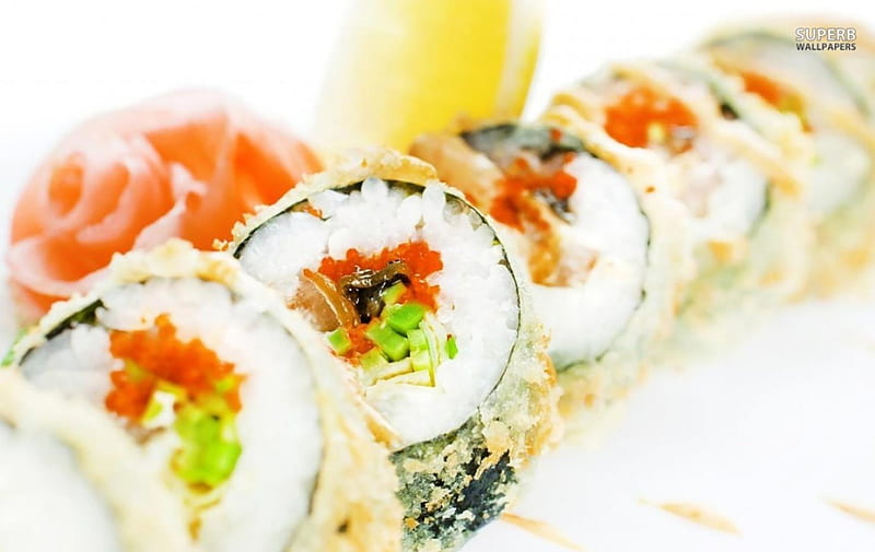 Sushi, meal, dish, delicious, rise, food, fish, HD wallpaper