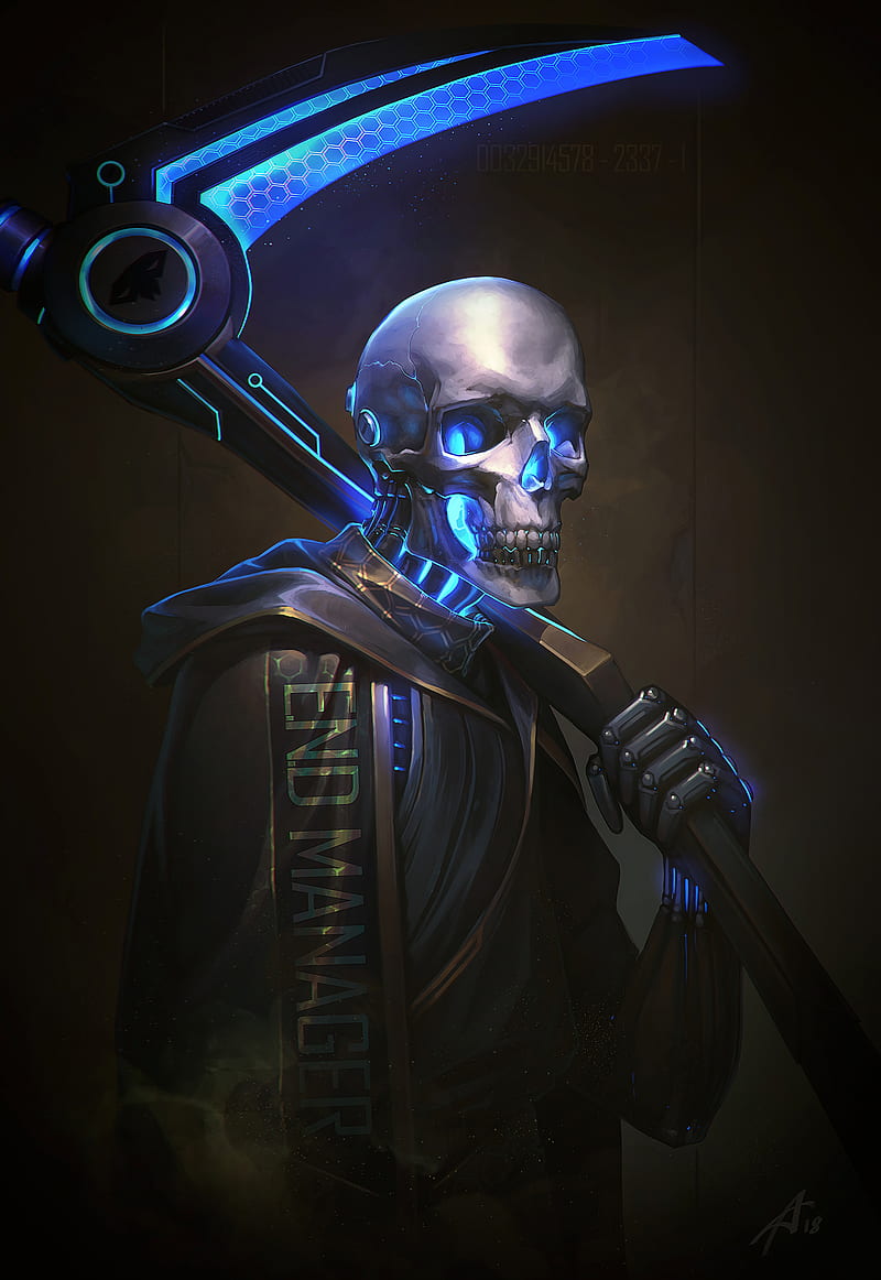 Skull man , skull, axe, HD phone wallpaper