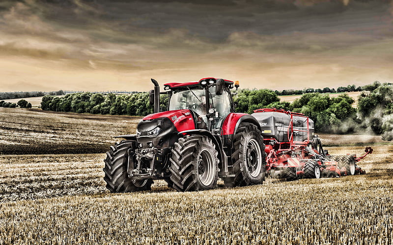 Case IH Optum 300 CVX fertilizer fields, 2019 tractors, agricultural machinery, new Optum 300 CVX, R, agriculture, harvest, tractor in the field, Case, HD wallpaper