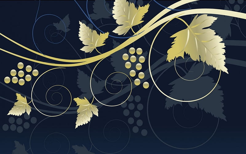 Grapes, fruit, grape, autumn, golden, yellow, abstract, blue, leaf, HD wallpaper