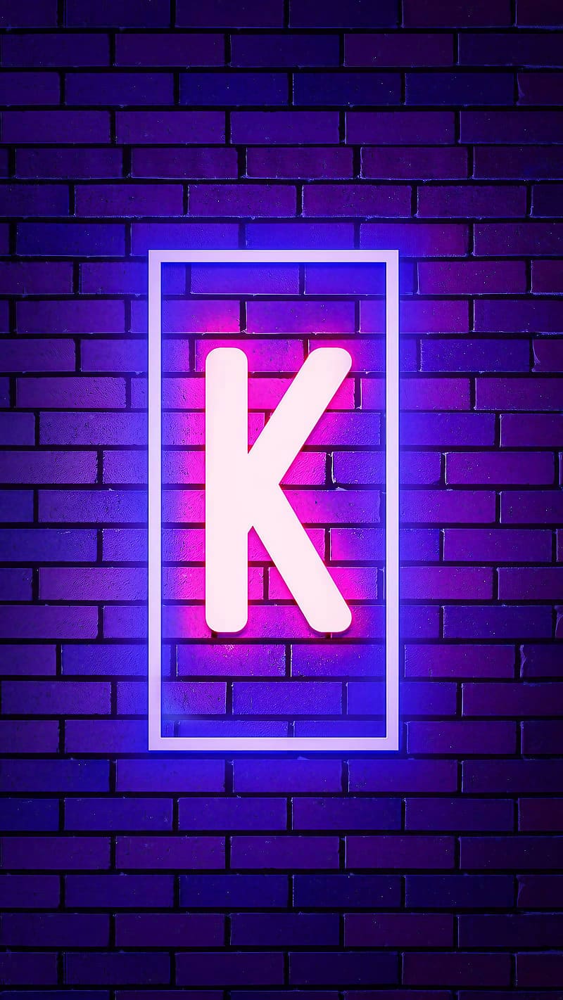Stylish Name, Glowing Neon Letter K, letter k, glowing neon k, HD phone wallpaper