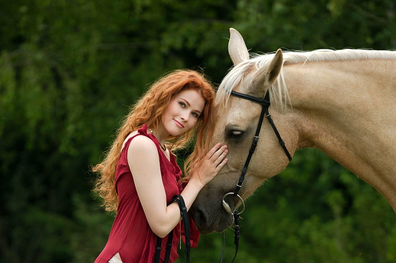 Heidi Romanova, horse, cowgirl, redhead, model, HD wallpaper | Peakpx