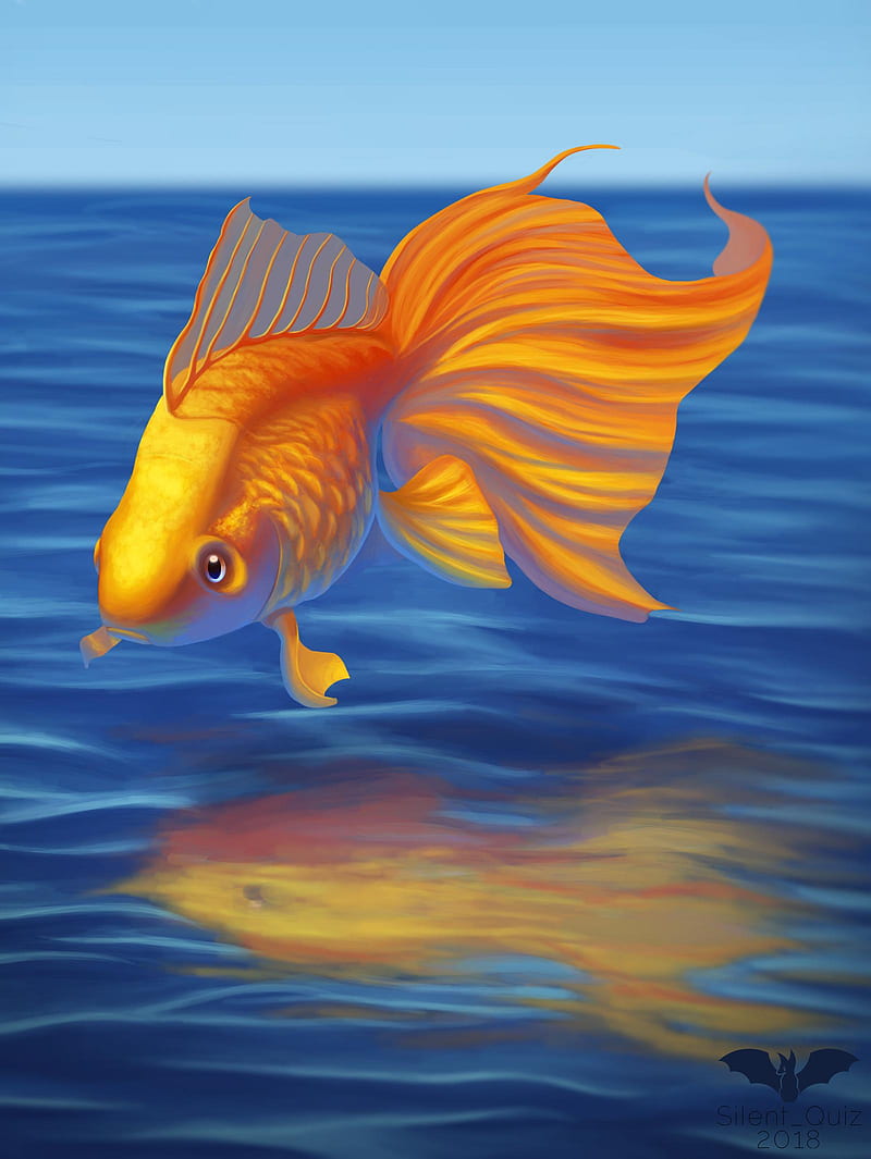 goldfish, fish, art, water, HD phone wallpaper